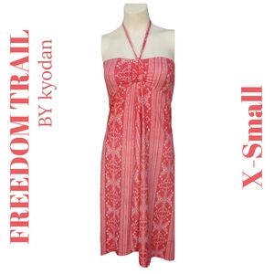 Freedom Trail by Kyodan Coral Floral Cowl Neck Halter Dress XS